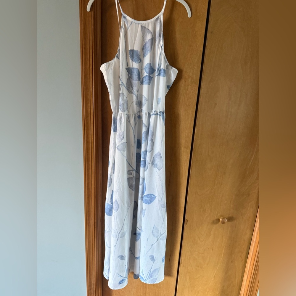 NWT White and blue halter maxi dress